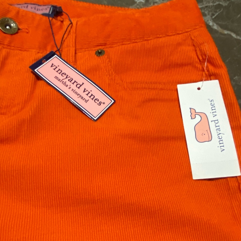 🔥 NWT Vineyard Vines Bright Orange Pants – Size 4 – 🍊corduroy 🔥 - Picture 3 of 8